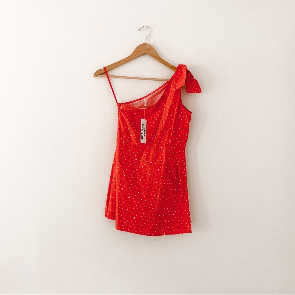 Urban Outfitters Poplin One-Shoulder Skort Romper